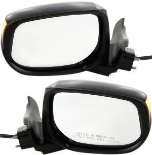 Mirror Pair/Set for Honda Insight 2010-2014, Right (Passenger) and Left (Driver), Power, Manual Folding, Heated, Paintable, with Signal Light, Replacement