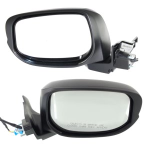Insight Mirror Pair/Set for 2010-2014 Honda Insight, Right (Passenger) and Left (Driver), Power Operation, Manual Folding, Non-Heated, Paintable, Without Signal Light Replacement