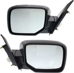 Mirror Pair/Set for 2009-2015 Pilot, Right (Passenger) and Left (Driver), Power Adjustable, Manual Folding, Non-Heated, Paintable without Memory and Signal Light Replacement