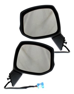 Power Heated Textured Mirror Pair/Set for Honda Civic 2012-2013, Manual Folding, w/o Auto Dimming, Blind Spot Detection, Memory, & Signal Light, Right (Passenger) and Left (Driver) Replacement