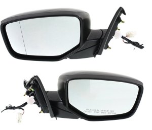 Mirror Pair/Set for Honda Accord 2013-2017, Right (Passenger) and Left (Driver), Power, Manual Folding, Non-Heated, w/o Auto-Dimming and Blind Spot Light, Non-Towing, Paintable, Replacement