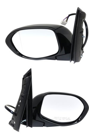 Mirror Pair/Set for 2014-2017 Honda Odyssey, Right (Passenger) and Left (Driver), Power, Manual Folding, Heated, Paintable, with Memory and Signal Light, without Side View Camera, for Touring/Touring Elite Models, Replacement