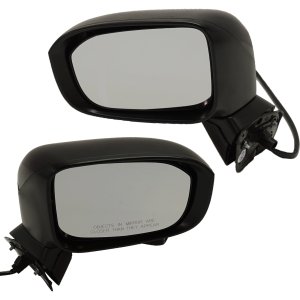 Mirror Pair/Set for 2014-2015 Honda Civic, Right (Passenger) and Left (Driver), Power, Manual Folding, Heated, Paintable, without Auto Dimming, Blind Spot Detection, Memory, and Signal Light Replacement