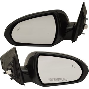 Mirror Pair/Set for 2017-2018 Hyundai Elantra, Right (Passenger) & Left (Driver), Power Operated, Manual Folding, Heated, Paintable, with Blind Spot Detection in Glass & In-housing Signal Light, without Auto Dimming and Memory, Replacement