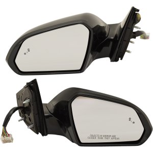 Power Mirror Pair/Set for Hyundai Sonata 2015-2017, Right (Passenger) and Left (Driver), Manual Folding, Heated, Paintable, with Blind Spot Detection, Memory, and Signal Light, Replacement
