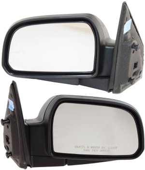 Mirror Pair/Set for Hyundai Tucson 2005-2009, Right (Passenger) and Left (Driver), Power, Manual Folding, Non Heated, Paintable, Replacement