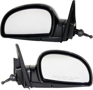 Manual Remote Mirror Pair/Set for Hyundai Accent 2002-2006 Right (Passenger) and Left (Driver), Manual Folding, Non-Heated, Paintable, w/o Auto Dimming, Blind Spot Detection, Memory without Signal Light Replacement