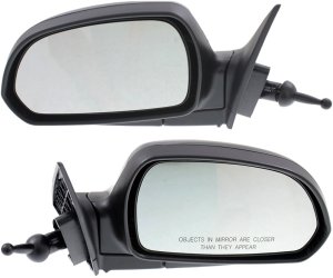 Manual Remote Mirror Pair/Set for Hyundai Elantra 2001-2006, Right (Passenger) and Left (Driver), Manual Folding, Non-Heated, Paintable, Without Auto Dimming, Blind Spot Detection, Memory, and Signal Light Replacement