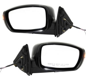 Power Mirror Pair/Set for Hyundai Genesis 2009-2014 Sedan, Right (Passenger) and Left (Driver), Manual Folding, Heated, Paintable, with Signal Light, Replacement