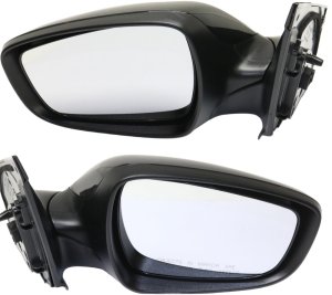 Power Mirror Pair/Set for Hyundai Accent 2012-2017, Right (Passenger) and Left (Driver), Manual Folding, Non-Heated, Paintable, without Auto Dimming or BSD, without Memory, includes Signal Light Replacement.