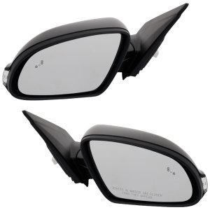 Power Mirror Pair/Set for Hyundai Kona 2018-2021, Right (Passenger) and Left (Driver), Manual Folding, Heated, Paintable, with Blind Spot Detection, Replacement