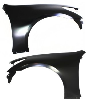Front Fender Pair/Set for Infiniti G35 2007-2008, G37 2009-2013 Sedan with Sport Package, Right (Passenger) & Left (Driver), Primed (Ready to Paint), Replacement
