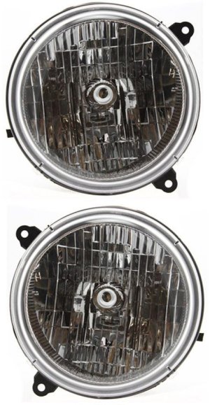 Pair/Set - Headlight Assembly for 2003-2004 Jeep Liberty, Right (Passenger) and Left (Driver), Halogen, From October 6, 2002, Replacement