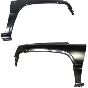 Front Fender Pair/Set for Jeep Liberty 2005 - 2007, Right (Passenger) and Left (Driver), Primed (Ready to Paint), with Molding Hole, Replacement