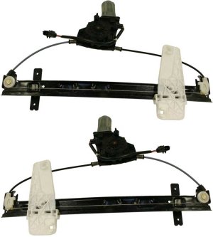 Pair/Set - Front Window Regulator for Jeep Grand Cherokee 1999-2000, Right (Passenger) and Left (Driver), Power, with Motor, Replacement Set