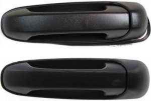 Rear Exterior Door Handle Pair/Set for 1999-2004 Jeep Grand Cherokee / 2002-2007 Liberty, Right (Passenger) and Left (Driver), Textured Black, Plastic, Replacement