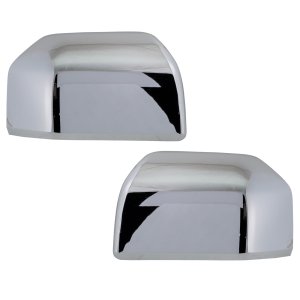 Mirror Cover Pair/Set for Ford F-150 Pickup 2015-2020, Right (Passenger) & Left (Driver), Standard, Non-Towing, without Signal Light, Chrome, Crew/Extended Cab (Excluding Raptor Model) Replacement