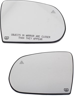 Heated Mirror Glass Pair/Set for 2014-2022 Jeep Cherokee, Right (Passenger) and Left (Driver) Sides, w/ Blind Spot Detection and Backing Plate, without Turn Signal Light, Replacement