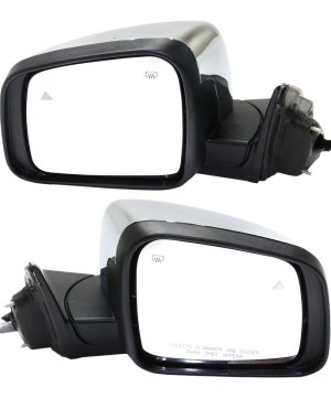 Mirror Pair/Set for Jeep Grand Cherokee 2014-2021, Right (Passenger) and Left (Driver) Side, Power Adjustable, Chrome, Power Folding, Heated, with Blind Spot Detection, Memory Function, Puddle and Signal Light, without Auto Dimming, Replacement