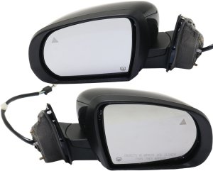 Power Heated Mirror Pair/Set for Jeep Cherokee 2014-2018, Right (Passenger) and Left (Driver), Power Folding, Paintable, with Blind Spot Detection in Glass, In-housing Signal Light and Memory, without Auto Dimming, Replacement