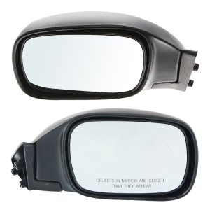 Manual Adjust, Manual Folding Mirror Pair/Set for 1997-2001 Jeep Cherokee, Right (Passenger) and Left (Driver), Non-Heated, Textured, Without Auto Dimming, Blind Spot Detection, Memory, or Signal Light Replacement
