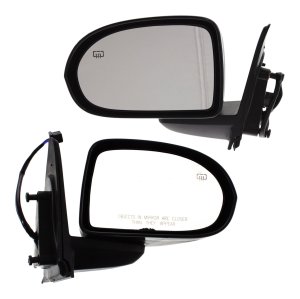Mirror Pair/Set for Jeep Compass 2007-2017 and Patriot 2014-2015, Right (Passenger) and Left (Driver), Power, Manual Folding, Heated, Textured, Without Auto Dimming, BSD, Memory, Signal Light, Replacement