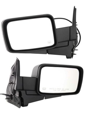 Mirror Pair/Set for 2006-2010 Commander, Right (Passenger) and Left (Driver), Power Operation, Manual Folding, Heated, Paintable, without Auto Dimming, Blind Spot Detection, Memory, with Signal Light Replacement