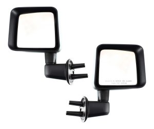 Pair/Set - Manual Adjust & Folding Mirrors for Jeep Wrangler JK 2007-2018, Right (Passenger) and Left (Driver), Non-Heated, Textured Replacement