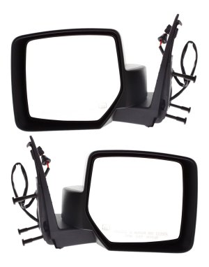 Power Heated Manual Folding Mirror Pair/Set for Jeep Liberty 2008-2012, Textured, w/o Memory, Right (Passenger) and Left (Driver), with 10-Hole, 5-Pin Plug Replacement