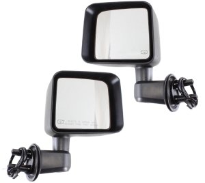 Mirror Pair/Set for Jeep Wrangler JK 2011-2013, Right (Passenger) and Left (Driver), Power, Manual Folding, Heated, Textured, Replacement