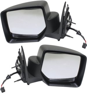 Power Mirror Pair/Set for 2008-2012 Jeep Liberty, Right (Passenger) and Left (Driver), Manual Folding, Heated, Textured, without Memory, 8-Hole 5-Pin Plug Connector Replacement