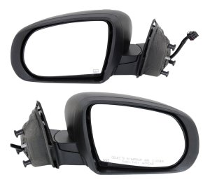 Power Mirror Pair/Set for 2014-2018 Cherokee, Includes Right (Passenger) & Left (Driver) Mirrors, Manual Folding, Heated, Textured, Without Auto Dimming, BSD, Memory, Signal Light Replacement