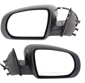 Mirror Pair/Set for Jeep Cherokee 2014-2023, Right (Passenger) and Left (Driver), Power Glass, Manual Folding, Heated, without Auto-Dimming or Blind Spot Feature, In-Housing Signal Light, with Memory, Non-Towing, Paintable, Replacement.