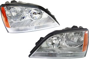Pair/Set - Headlight Assembly for 2005-2006 Kia Sorento, Right (Passenger) and Left (Driver), Halogen, without Sport Package, Replacement