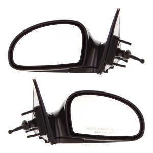Manual Adjust Mirror Pair/Set for Kia Spectra 2004-2009, Right (Passenger) and Left (Driver), Manual Folding, Non-Heated, Paintable with Chrome Glass, Fits Sedan/Hatchback, Replacement