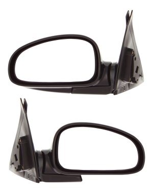 OPTIMA Mirror Pair/Set for 2001-2006 Kia Optima LX Model, Right (Passenger) and Left (Driver), Power Adjust, Manual Folding, Non-Heated, Paintable Replacement