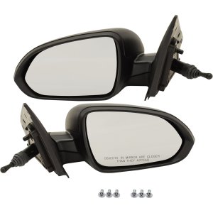 Manual Remote Mirror Pair/Set for Kia Rio LX Model 2018-2022, Right (Passenger) and Left (Driver), Manual Folding, Non-Heated, Textured Surface - Replacement