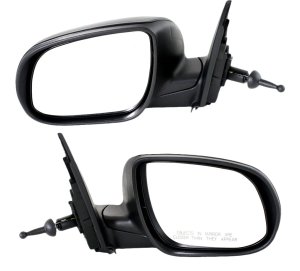 Manual Remote Mirror Pair/Set for Kia RIO/RIO5 2010-2011, Right (Passenger) and Left (Driver), Manual Folding, Non-Heated, Paintable Replacement