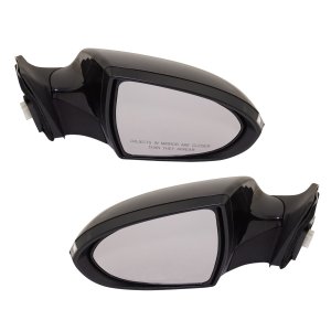 Mirror Pair/Set for Kia Sportage 2011-2016, Right (Passenger) and Left (Driver), Power Operated, Manual Folding, Non-Heated, Paintable, with Signal Light, Replacement