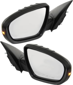 Mirror Pair/Set for KIA Optima 2011-2013, Right (Passenger) and Left (Driver), Power, Manual Folding, Heated, Paintable, with Signal Light, for Korea/USA Built Vehicle, Replacement