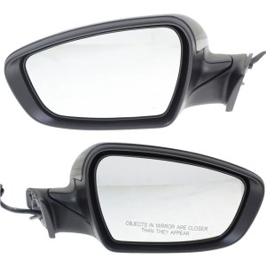 Power Mirror Pair/Set for KIA FORTE Sedan LX Model 2014-2016, Right (Passenger) and Left (Driver), Manual Folding, Heated, Paintable, without Puddle and Signal Lights, Replacement