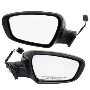 Mirror Pair/Set for 2014-2016 KIA Forte Sedan, LX Model, Right (Passenger) and Left (Driver), Power, Manual Folding, Heated, Paintable, with Signal Light, without Puddle Light Replacement