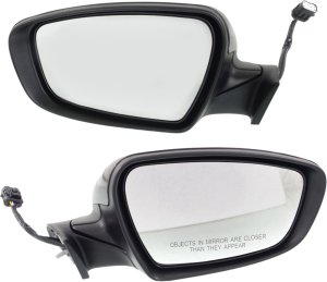 Pair/Set - Power Folding Heated Paintable Mirrors with Puddle and Signal Lights for 2014-2016 Kia Forte Sedan EX Model, Right (Passenger) and Left (Driver) Replacement
