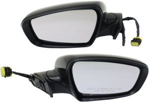 Power Mirror Pair/Set for Kia Forte/Forte5 2017-2018, Right (Passenger) and Left (Driver), Power Folding, Heated, without Blind Spot Detection, with Puddle and Signal Light, Paintable Replacement
