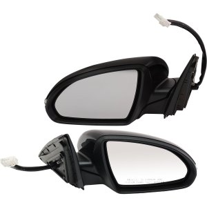 Mirror Pair/Set for 2016-2018 KIA Optima, Right (Passenger) and Left (Driver), Power Function, Power Folding, Heated, Paintable, with Memory and Signal Light, Excluding BSD, Not for Hybrid Model, Replacement