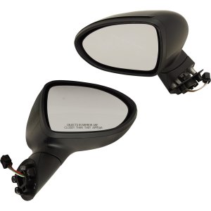 Power Heated Mirror Pair/Set for 2012-2017 Kia RIO Hatchback/Sedan, Right (Passenger) and Left (Driver), Manual Folding, Paintable, without Signal Light, Replacement