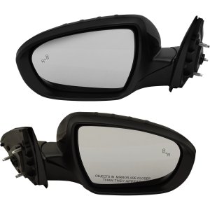 Power Folding, Heated, Paintable Mirror Pair/Set for Kia Optima 2014-2015, Right (Passenger) and Left (Driver), with Blind Spot Detection and Signal Light, Excludes Hybrid Model, Replacement