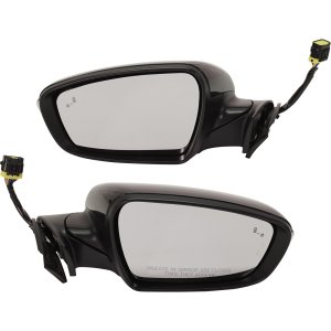 Mirror Pair/Set for Kia Forte/Forte5 2017-2018 Right (Passenger) and Left (Driver), Power Folding, Heated, Paintable with Blind Spot Detection, Puddle & Signal Lights -Replacement