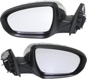Power Folding Heated Chrome Mirror Pair/Set for Kia Optima 2012-2013 Right (Passenger) and Left (Driver) with Signal Light, Excluding Hybrid Model, USA Built Vehicle Replacement