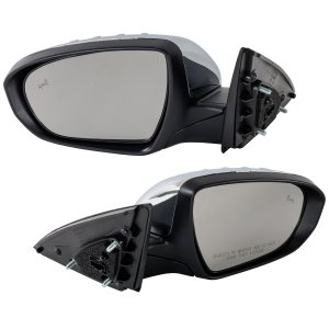 OPTIMA Power Folding Heated Chrome Mirror Pair/Set for 2014-2015 Kia, Right (Passenger) and Left (Driver), w/ Blind Spot Detection and Signal Light, USA Built, Exc. Hybrid Model - Replacement
